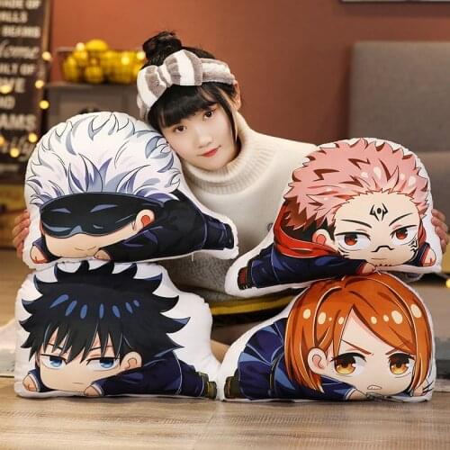 Anime Jujutsu Kaisen Plush Pillow Jujutsu Kaisen Gojo Satoru Itadori Yuji Figure Doll Keychain Cartoon Pillows Soft Stuffed Toys