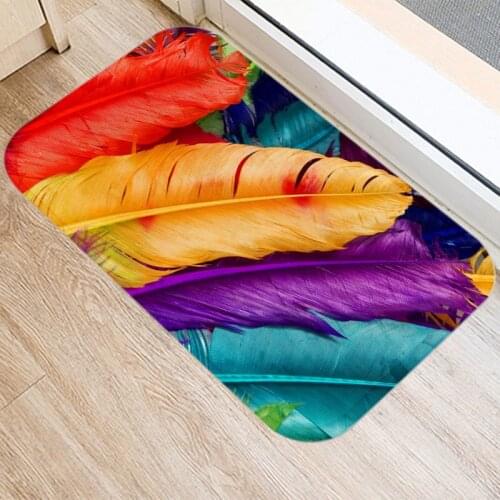 Rainbow Color Carpet Kitchen Entrance Door Mat Coral Velvet Carpet Doormat Colorful Indoor Floor Mats Anti-Slip Rug Area Rug