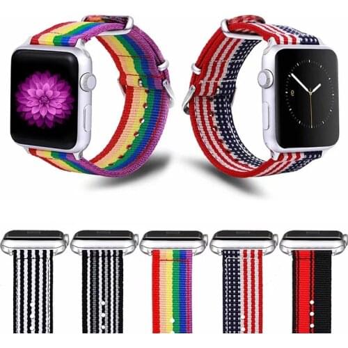 Flag strap with rainbow wave dot stripe strap for Apple Watch Band nylon Watchbands for iWatch Seies 1/2/3/4 44 40 42 38mm bands