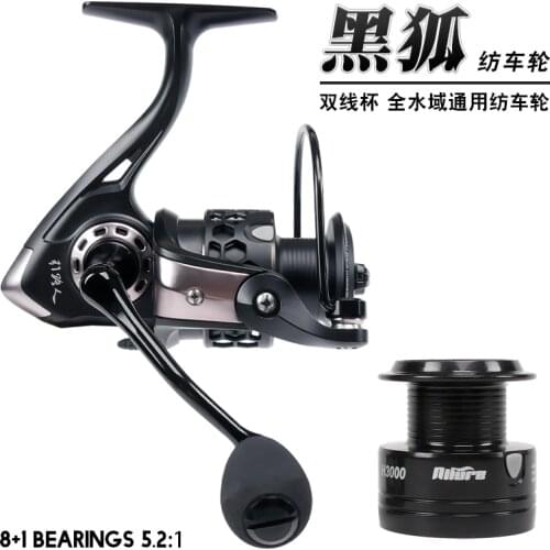 MADMOUSE Double Spool Spinning Fishing Reel H3000 H4000 5.2:1 Gear 8+1BB 6kg Drag Power Pre-loading Spinning Freshwater Wheels