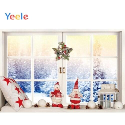 Yeele Photophone For Christmas Party Window Snowman Baby Winter Backgrounds For Photography Photo Studio Props Photo Backdrops