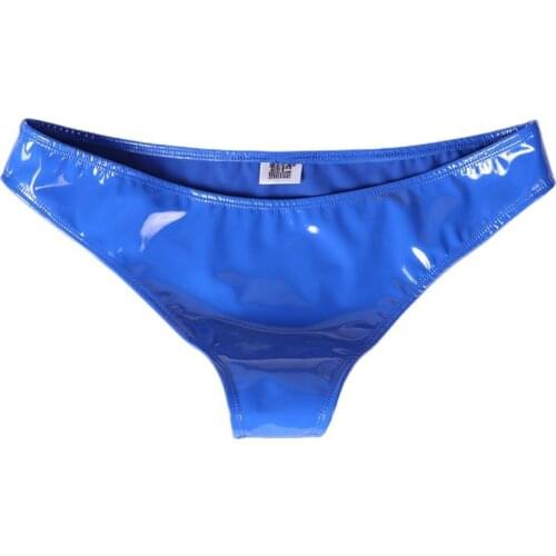 Plus Size Latex Faux Leather PVC Shiny Low-Rise G-string Panties Sexy G string Micro Thong T-Back Erotic Lingerie Stage Wear