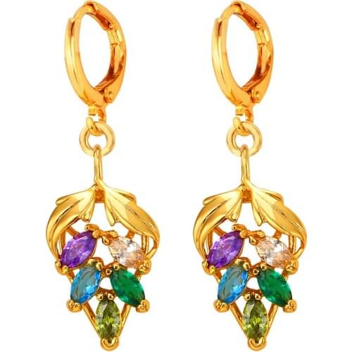 Kpop Crystal Colorful Strawberry Drop Earrings For Women Party Gift Gold/Silver Color Earings Fashion Jewelry 2016 YE1855