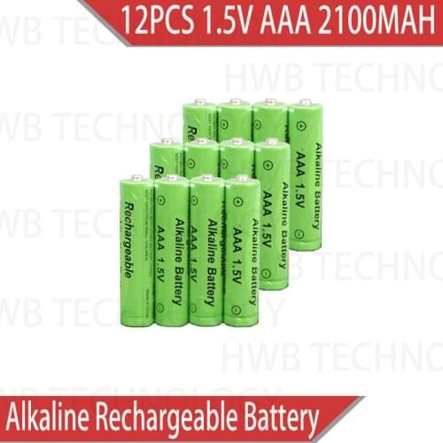 12pcs/lot New Brand AAA Battery 2100mah 1.5V Alkaline AAA rechargeable battery for Remote Control Toy light Batery free shipping