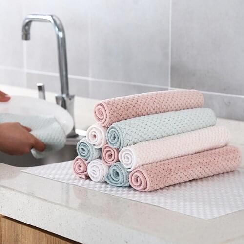 2021 Efficient Microfiber Double-sided Wipe Cloth Anti-grease Wiping Rag Super Absorbent Home Washing Dish Kitchen Clean Towel