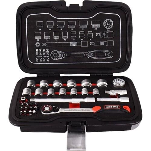 31PCS multi-function short socket 3/8" ratchet wrench set of universal car repair tool Universal joint extension rod hand tools