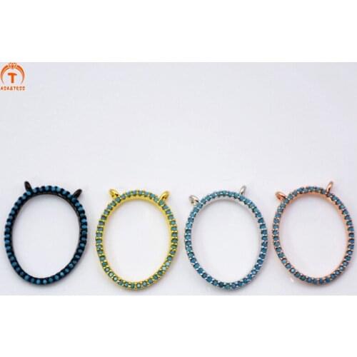 ASA&TESS Micro pave turquoises oval charm multi color copper pendant jewelry for women double bail findings