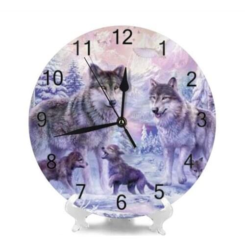 Wolf 25CM Big Round Wall Clocks Decor Numeral Digital Dial Mute Silent Digital Clocks Battery Operated Clocks Living Room Wall