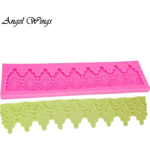 DIY Long Flower curtain Lace Fondant Silicone Mold Sugar Mould cake Border Decoration Chocolate Tools F1340
