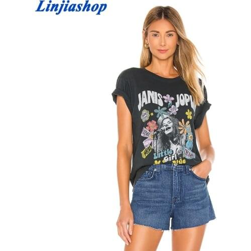 Spring summer women tee cartoon casual black loose short sleeve Tshirt streetwear top ladies