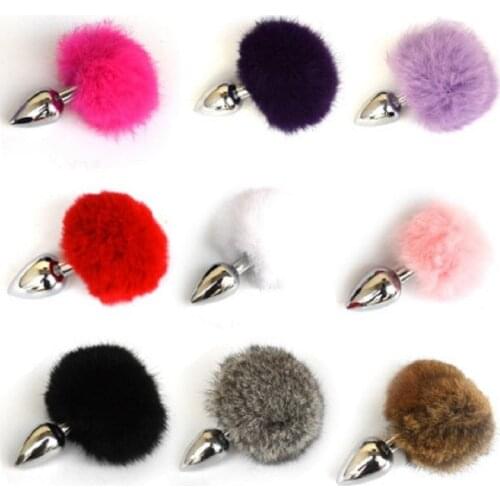 Colorful Metal small size cat tail anal plug fox butt plug sex toys for men and women