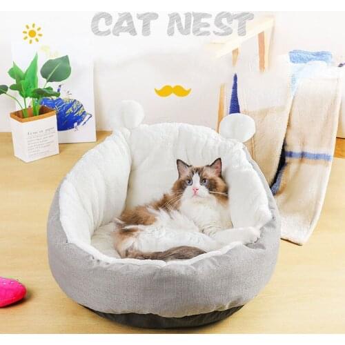 Rabbit fur Cat Pet Bed for small medium Pet Dog Soft Nest Kennel Kitten Bed House Sleeping Bag Pets Winter Warm House cave