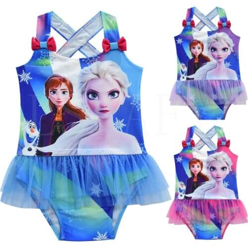 Disney Frozen Bathing Suit Girls Baby Toddler One Piece Swimsuit Cute Beach Wear Kids Swimwear Bow Girls Bikini Beach Wear