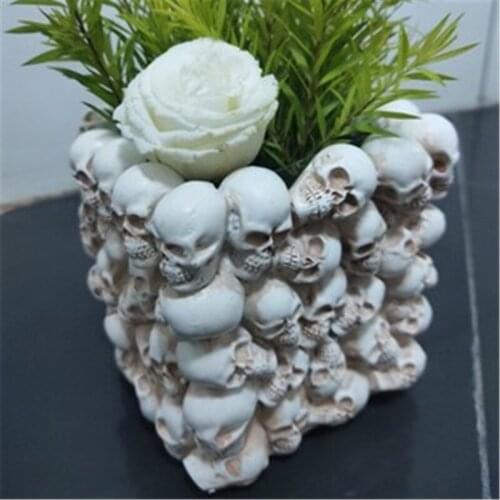 Halloween Stype Square Pot Silicone Concrete Planter Molds Handmade Pen Holder Candlestick Making Cement Clay Mould