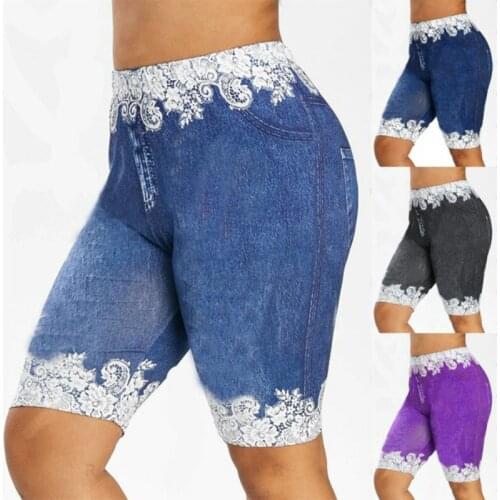 Summer Sexy Skinny Shorts Women Floral Lace High Waist Leggings Stretch Casual Slim Female Shorts Plus Size 5XL