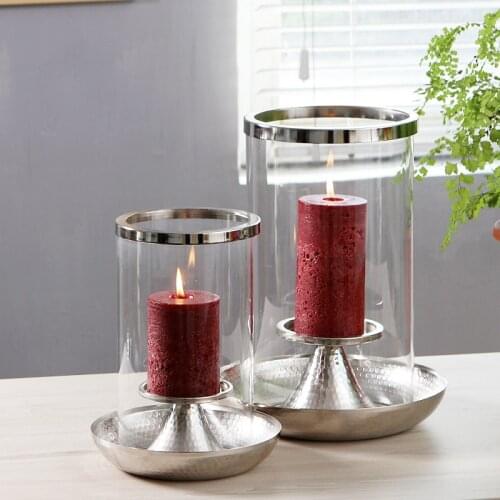 Metal Candlestick Nickel Plated Hand Hammered Tone Candlestick