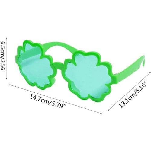 N84E 1Set Party Supplies Green Shamrock Sunglasses for Kids Novelty & Gag Toys Practical Joke Toy Prank Props Set