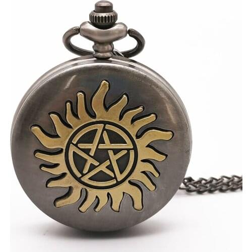 New Charming Five-pointed Star Compass Dial Quartz Pocket Watch Analog Pendant Necklace Chain Gifts for Boy Girl FoB Watch men