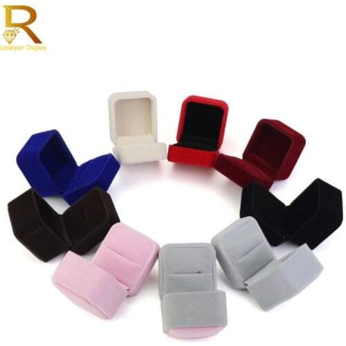 Wholesale High Quality Velvet Jewelry Display Box Earrings Ring Boxes Foldable Case For Wedding Ring Packaging Gift Box