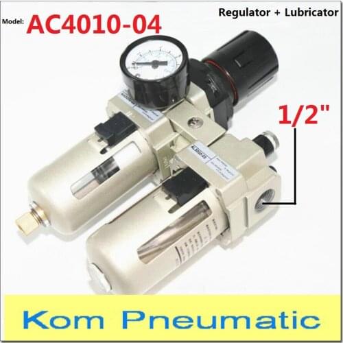 Pneumatic AC4010-04 Air Filter Regulator Lubricator Combination F.R.L 1/2'' bsp Two Union AW4000 + AL4000 SMC Type 3000L/Min