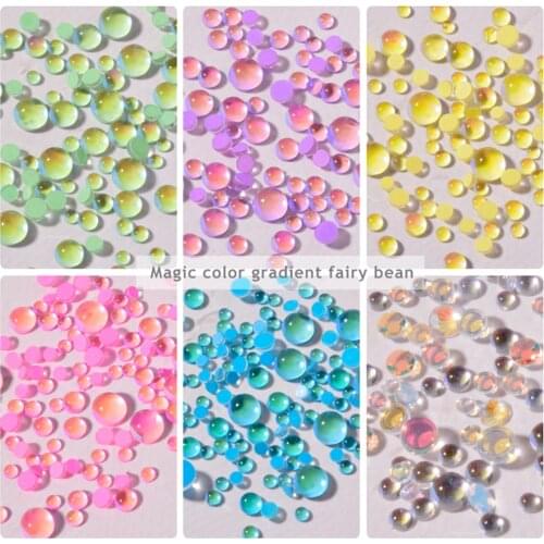 Half Round Transparent Mermaid Beads Mixed Size Colorful Nail Rhinestone Glitter Manicure 3D Nail Art Decoration Diamonds
