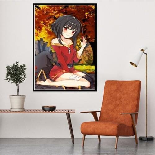 Poster Prints KonoSuba MEGUMIN Cute Girl Japan Anime Gift Ink Canvas Painting Art Wall Pictures For Living Room Decor