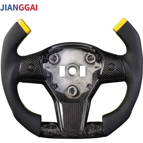 Fit For Tesla Model3 Model Y 2016-2020 Alcantara Forge Steering Wheel Customized Sport Yoke Wheel