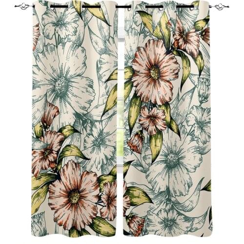 Vintage Flower Window Interior Curtain Valance Door Room Drape for Kitchen Living Room Bedroom Decoration Curtains