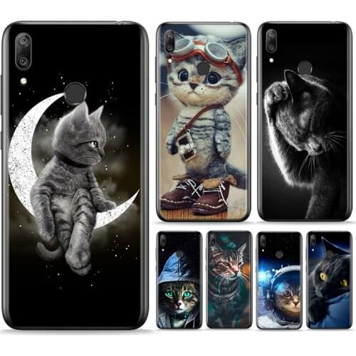 Cute Space Art Cat Silicone Cover For Huawei P Smart Z S Plus Mate 30 20 10 Lite Pro 2021 2020 2019 Phone Case