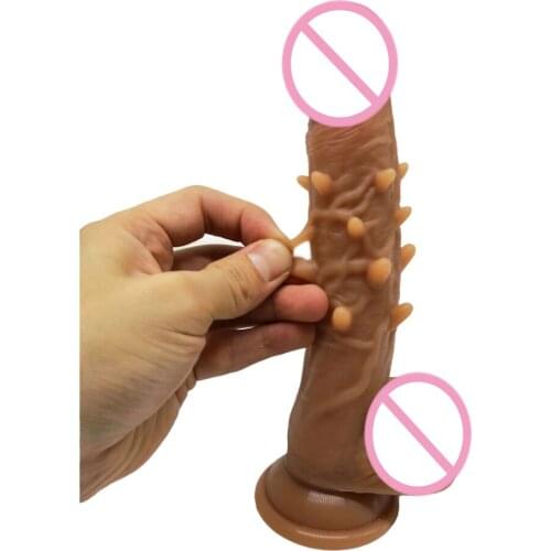 20*3.5CM silicone large particles Soft dildo realistic sucker penis suction cup Anal dildo for woman Masturbator Adult Sex Toys