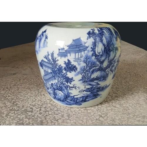 Apple Shaped Jingdezhen Blue And White Hand-Painted Porcelain Drum Stool Courtyard Furniture