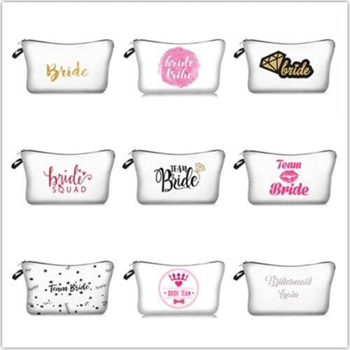 Wedding Decoration Wedding Makeup Bag Team Bride Bridesmaid Gift Cosmetic Bag Bachelorette Party Hen Night Bridal Shower Favor