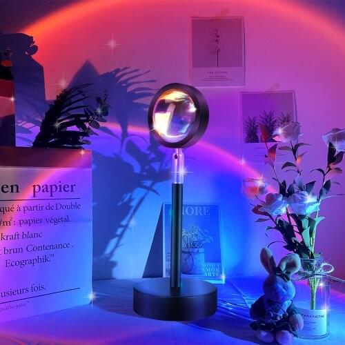 LED Sunset Projector Lamp USB Mood Night Light Room Decoration Photography Background Atmosphere Walls Lighting for Bedroom