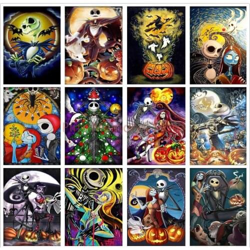 Tim Burton Resin Diamond Embroidery Diamond Painting Disney Nightmare Before Christmas Jack and Sally Mosaic Picture Halloween