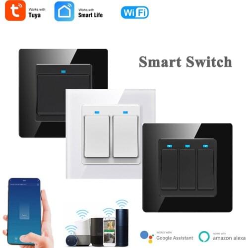 16A Tuya Smart Switch 1/2/3/4 Gang EU/UK/US Wifi Socket Remote Voice Timer Control Smart Life APP Work With Alexa Google Home