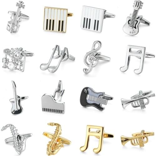 High quality novelty Music design cufflinks Guitar piano violin cuff Buttons for mans French shirt accessories gift jewelry