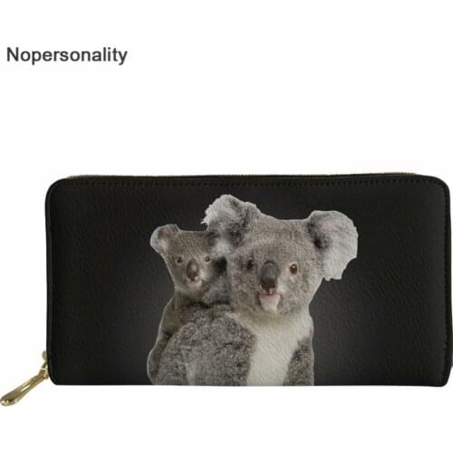 Nopersonality Women Purse Cute Koala Prints PU Leather Long Wallets Ladies Coin Money Bag Clutch Card Holder 2019 Women Wallets