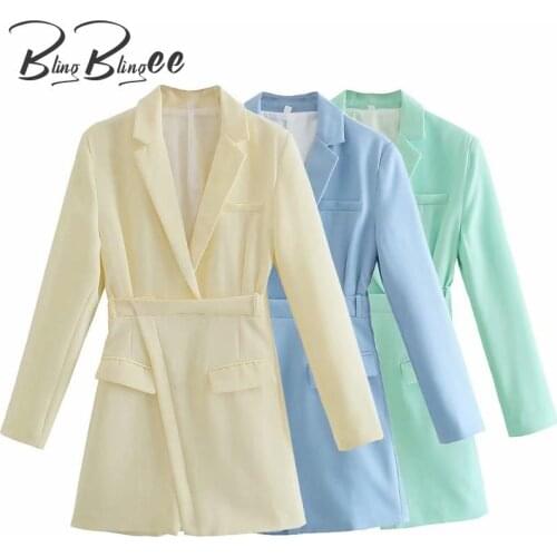 BlingBlingee Office Lady Blazer Dress Spring Summer Fashion Notched Collar Long Sleeve High Waist Women Pencil Mini Dress Female