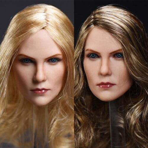 1/6 Female Head Sculpt Theron 2colors Long Hair Girl Woman Head Carving Sculpt Fit 12" Inch Action Figure Body In Stock