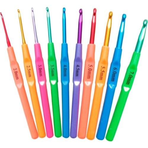 SKC 1Pcs Plastic Handle Aluminum Crochet Needle Crochet Hooks Knitting Needles Weaving Tools Hook Crochet Knit Tool 2mm-7mm