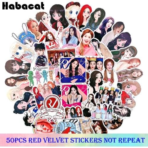 50Pcs/Pack Red Velvet Korea Waterproof Stickers For Laptop Skateboard Luggage Refrigerator Notebook Helmet Toy Cartoon