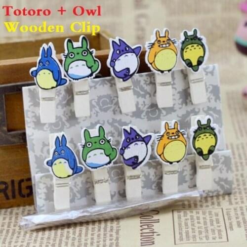 10pcs/lot Zakka Kawaii Cartoon Owl design DIY Wooden bag Clip set with Hemp rope High quality office school supplies retail