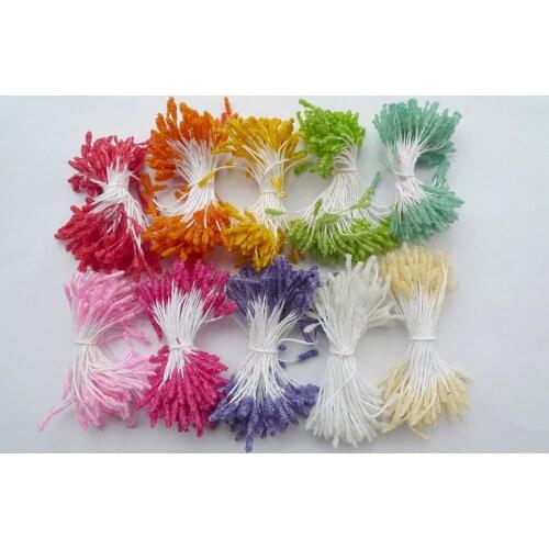 15 Bundles of Double Sided crystal Pearl Cone Tip Floral Stamen mixed colors