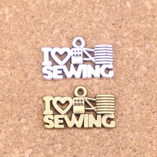 18pcs Charms I love sewing 20x12mm Antique Pendants,Vintage Tibetan Silver Jewelry,DIY for bracelet necklace