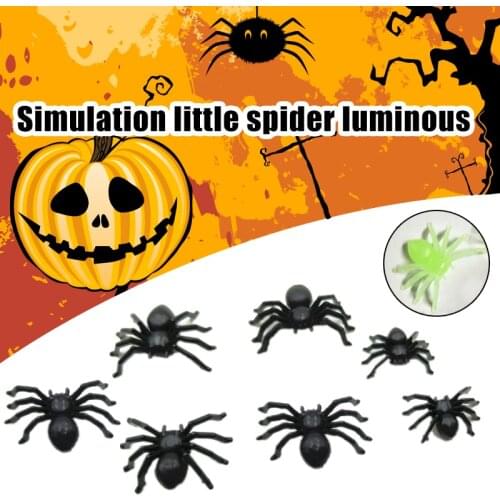 20/50Pcs Halloween Decorative Spiders Glow in Dark Black Plastic Spider Toys Halloween Prank Realistic Props J99Store