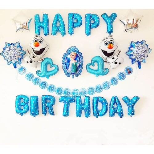 23pcs/lot Frozen Elsa Theme Balloons Birthday Party Decorations Kids Cratoon Theme Set The Birthday Balloons Supplies