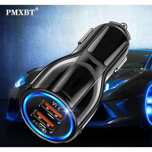3.1A 5V Dual USB Car Charger 2 Port Cigarette Lighter Adapter Quick Charge QC3.0 For iPhone Samsung Xiaomi 11 Redmi Fast Charger