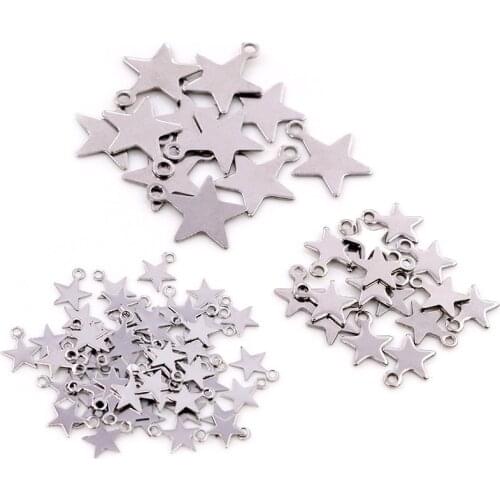 30pc/lot 17x14mm/10x8mm/6x8mm Charms 316 Stainless Steel five-pointed star Cute for necklace pendant charms diy jewelry making