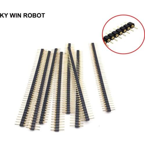 5pcs 40 Pin Connector Header Round Needle 1x40 Golden Pin Single Row Male 2.54mm Breakable Pin Connector Strip Free shipping