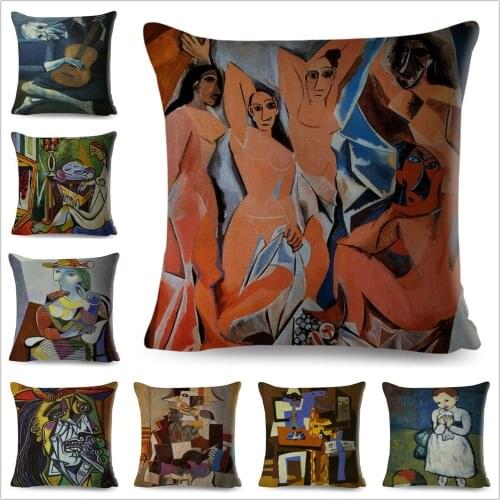 Abstract Oil Painting Pillow Case Decorative Colorful Sexy Girl Cushion Cover Polyester Pillowcase for Sofa Home Car 45x45cm